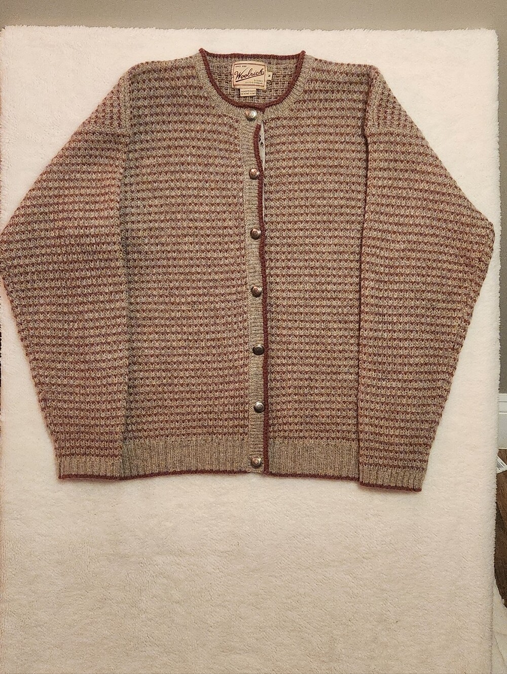 Vintage Woolrich Women's Bird's Eye Knit Cardigan Size Medium - Picture 2 of 10